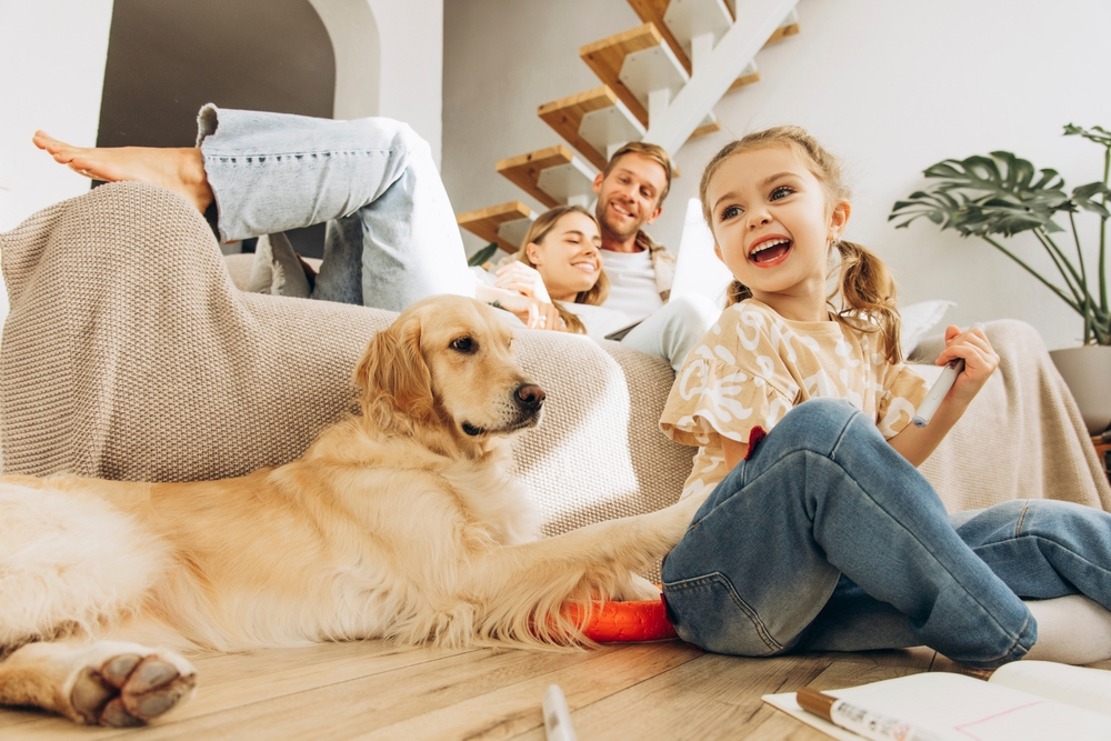 A family with their dog
